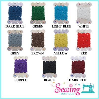 LACE - S-SHAPE-NYLON,COTTON-3M(BLACK, BROWN, DARK BLUE, DARK RED, GREEN, GREY, LIGHT BLUE, PURPLE, RED, WHITE, YELLOW)